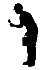 Painting worker silhouette vector on white background