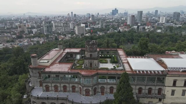 Chapultepec castle drone video flag