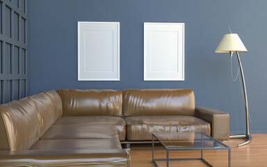The living room is decorated with chairs, sofaand picture frames.