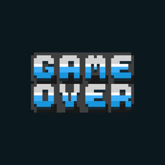 Pixel art game over icon text design.