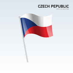Czech Republic waving flag isolated on gray background