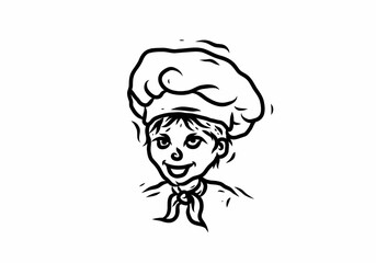Black illustration drawing of chef