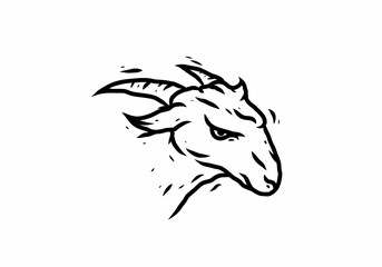 Black illustration drawing of goat