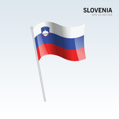 Slovenia waving flag isolated on gray background