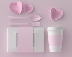 Paper food box with spoon and fork