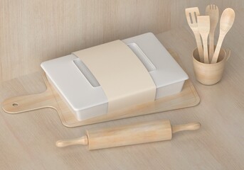 Paper food box with spoon and fork