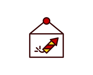 Fireworks flat icon. Single high quality outline symbol for web design or mobile app.  Holidays thin line signs for design logo, visit card, etc. Outline pictogram EPS10