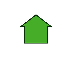 Green house flat icon. Single high quality outline symbol for web design or mobile app.  House thin line signs for design logo, visit card, etc. Outline pictogram EPS10