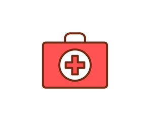 First aid kit flat icon. Thin line signs for design logo, visit card, etc. Single high-quality outline symbol for web design or mobile app. Medical outline pictogram.