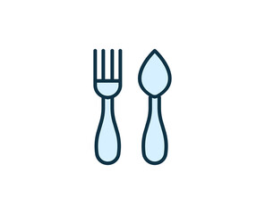 Fork and spoon line icon. High quality outline symbol for web design or mobile app. Thin line sign for design logo. Color outline pictogram on white background