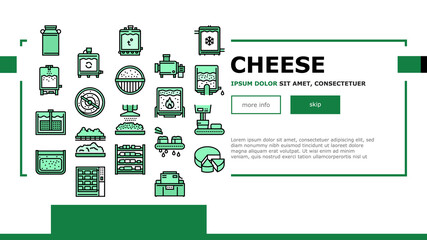 Cheese Production Landing Header Vector. Cheese Preparing Factory Industrial Equipment And Refrigerator, Heating And Cheesemaking Machine Illustration