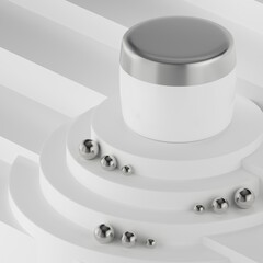 A white cream jar placed on a white background