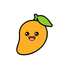 Cartoon Kawaii Mango Vector Illustration