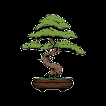bonsai vector illustration. japanese bonsai tree