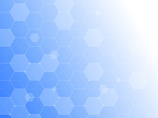 Obraz premium 六角形の幾何学模様の背景_青色