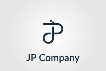 vector monogram combination letter J and P in white background usable logo for business personal signature, industry, company logo design illustration template
