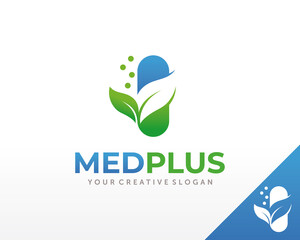 Drug Logo. Herbal Drug and Healthcare Logo Design Vector