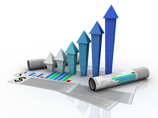 3d rendering Stock market online business concept. business Graph 
