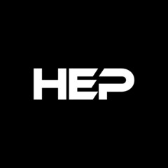 HEP letter logo design with black background in illustrator, vector logo modern alphabet font overlap style. calligraphy designs for logo, Poster, Invitation, etc.