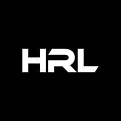 HRL letter logo design with black background in illustrator, vector logo modern alphabet font overlap style. calligraphy designs for logo, Poster, Invitation, etc.