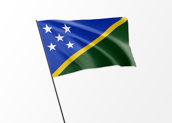 Solomon Island flag flying high in the isolated background Solomon Island independence day