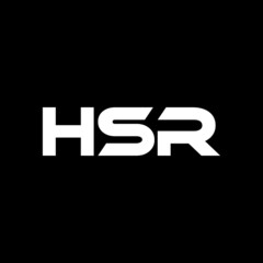 HSR letter logo design with black background in illustrator, vector logo modern alphabet font overlap style. calligraphy designs for logo, Poster, Invitation, etc.