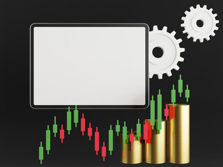 3D tablet used to create business graphs.