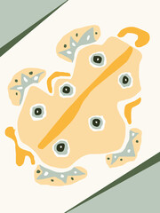 Abstract minimalist soft yellow and olive green colors surreal animal