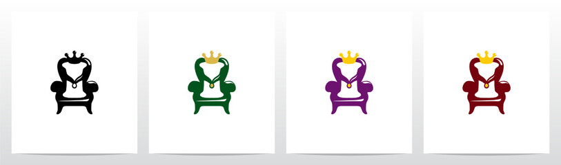 Sitting On A Throne With Crown Letter Logo Design I