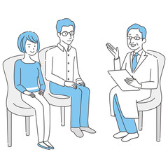 線画人物アイコン　不妊治療　まずは面談