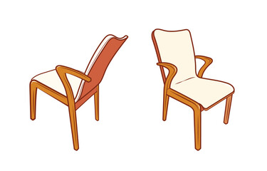 Brown traditional simple classic armchair in vector illustration 