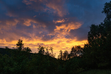gorgeous clouds in the evening mountain sky