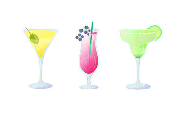 tasty summer cocktails with fruits