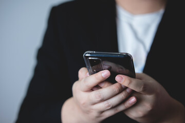 businessman using a mobile smartphone. Communication, online network, telecommunication technology concept.