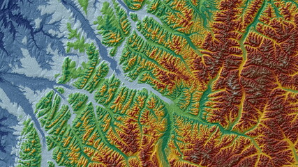 Blue Green and Brown Digital Elevation Model in Sakha, Russia