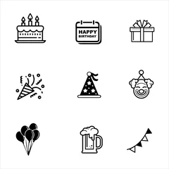 Fototapeten Set Of Birthday Party Icon. Birthday Party icon or Logo symbol Silhouette vector © restu