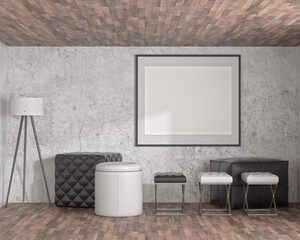 Picture frame with upholstered furniture in the living room