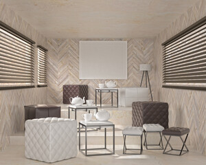 Picture frame with upholstered furniture in the living room