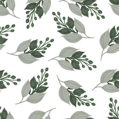 seamless pattern of green leaf and bud for fabric design