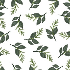 seampless pattern of green leaf and bud for fabric and background design