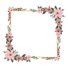 sweet pink flower watercolor frame for wedding card