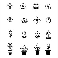 Icon set of flower. Editable vector pictograms isolated on a white background. Trendy  symbols for mobile apps and website design. Premium pack of icons in trendy style.