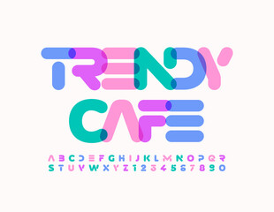 Vector Stylish Sign Trendy Store. Modern Original Font. Transparent color Alphabet Letters and Numbers