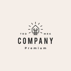 house bulb smart idea think hipster vintage logo vector icon illustration