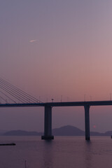 bridge with purple sunset