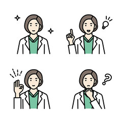 女性医師の上半身アバターセット