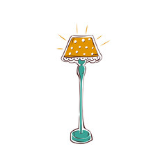 Floor lamp hand-drawn illustration on a white background. Icon. Vector