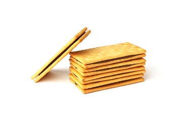 stack of crackers isolated on white background