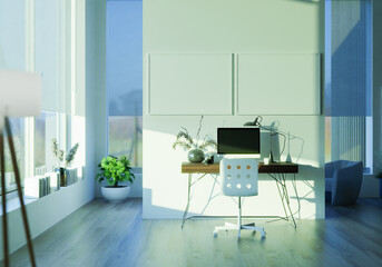 PC placed on the desk in the office