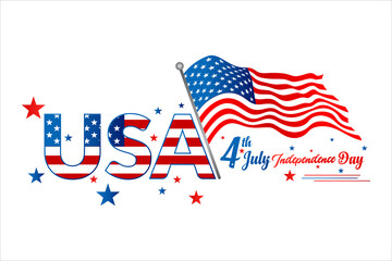 United States of America 4th of July, Independence Day vintage logo badge Illustration. Calligraphic Fourth of July vector typography for banner or poster design. vector background